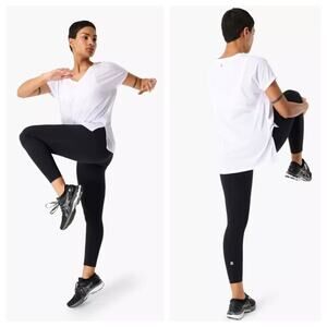 NEW Sweaty Betty‎ Boyfriend V Neck Workout Tee White Gym T Shirt Womens XS